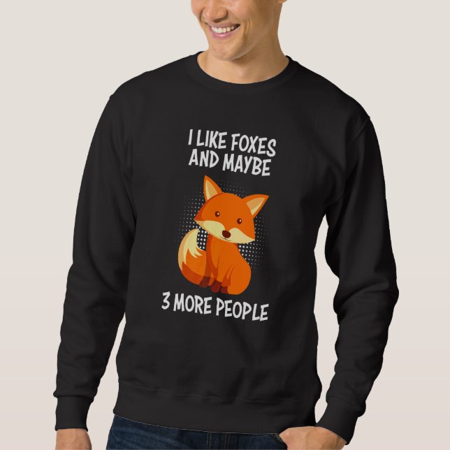 I like foxes and 3 people fox joke lång ärmad tröja (Framsida)