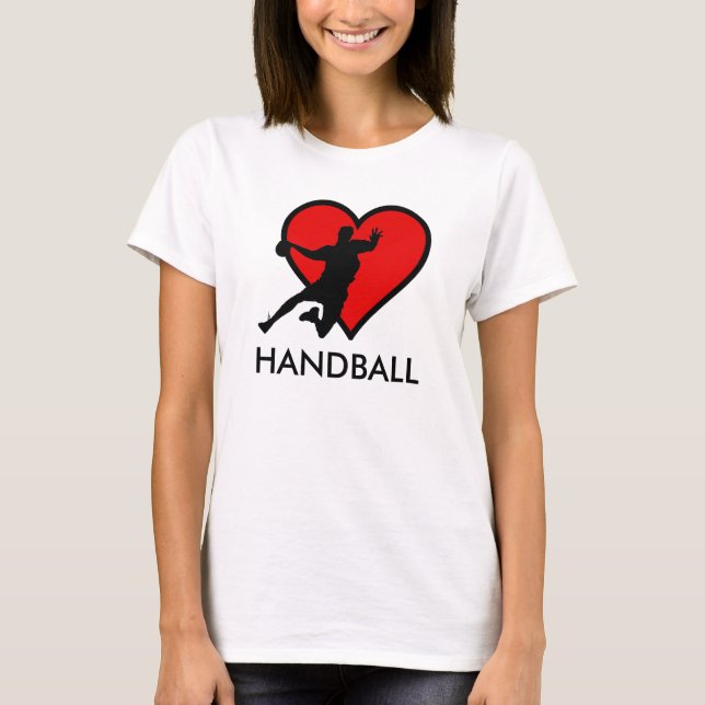 I like Handball with red heart modern design Tee (Framsida)