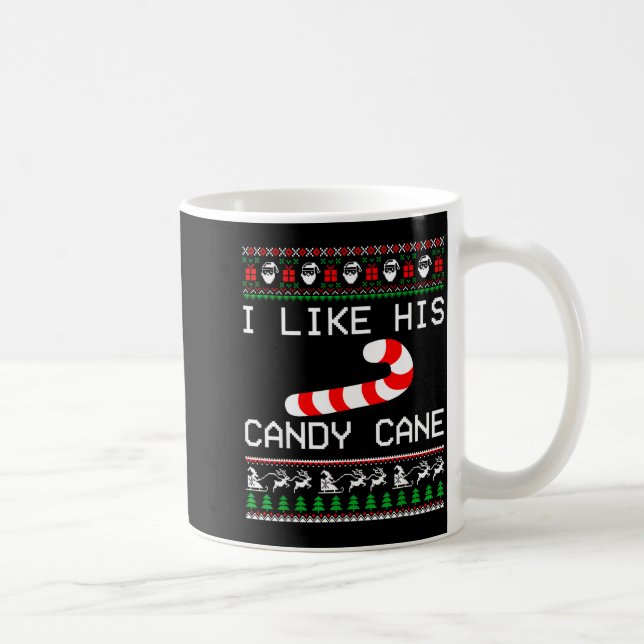 I Like His Candy Cane Couple Matching Christmas Me Kaffemugg (Höger)