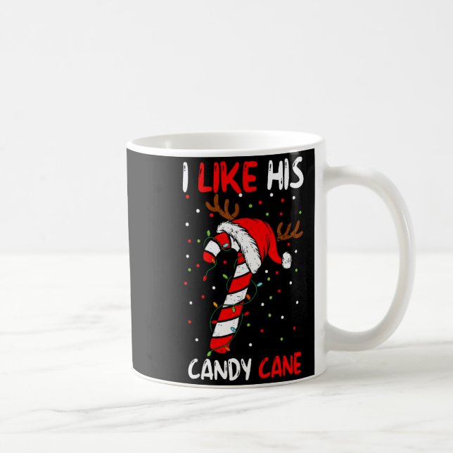 I Like His Candy Cane Couple Matching Christmas Me Kaffemugg (Höger)