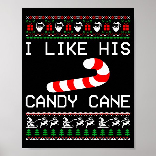 I Like His Candy Cane Couple Matching Christmas Me Poster (Framsidan)
