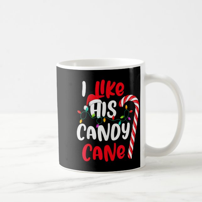 I Like His Candy Cane Funny Christmas Couples Matc Kaffemugg (Höger)