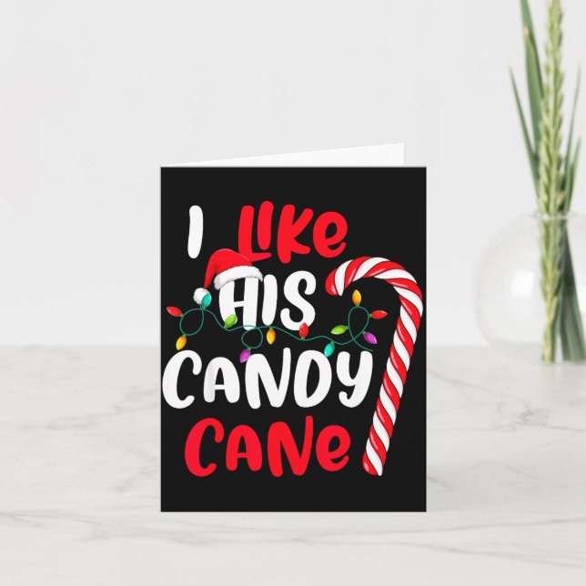 I Like His Candy Cane Funny Christmas Couples Matc Kort (Framsida)