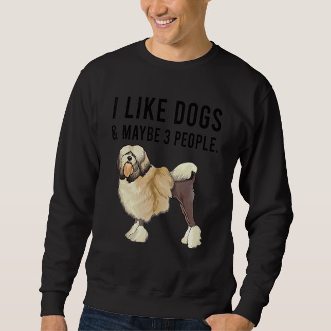 I Like Lowchen Dogs And Maybe 3 People Lång Ärmad Tröja (Framsida)