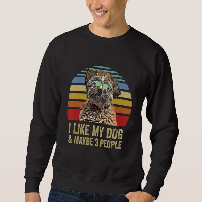 I Like My Dog and Maybe 3 People  Lhasa Apso Lång Ärmad Tröja (Framsida)