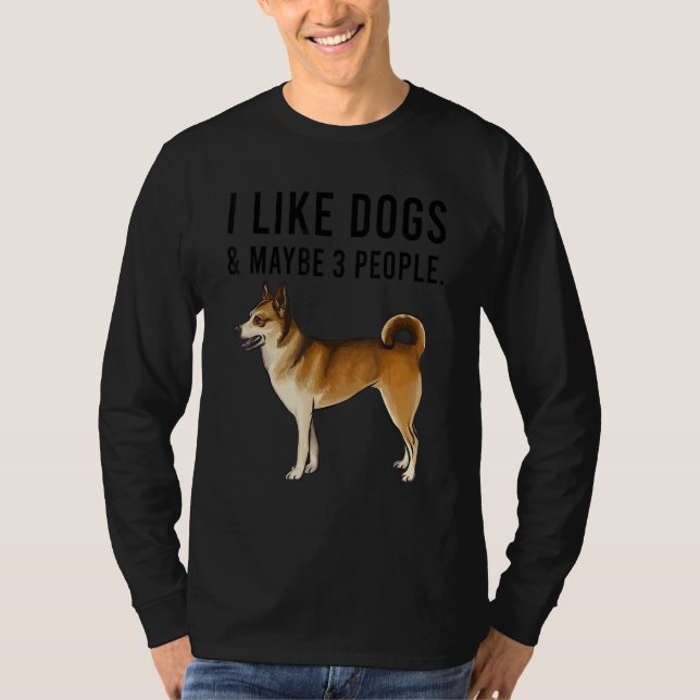 I Like Norwegian Lundehund Dogs And Maybe 3 People T Shirt (Framsida)