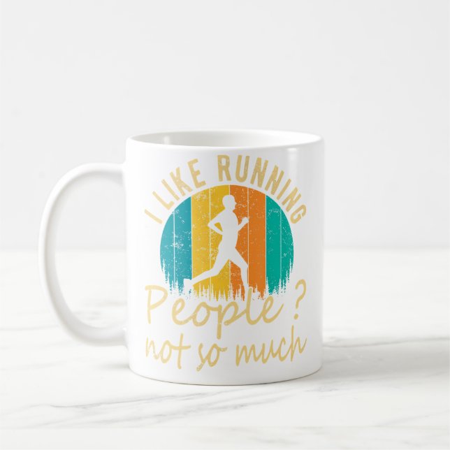 I Like Running People Not So Much Funny Running Kaffemugg (Vänster)