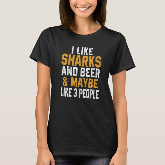 I Like Sharks And Beer  Shark  Scuba Diving Tiger T Shirt (Framsida)