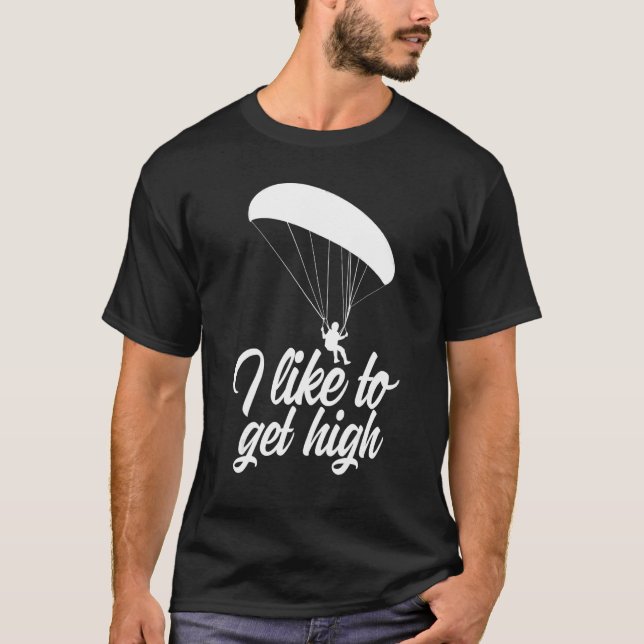 I Like To Get High Retro  Men Paraglider Adventure T Shirt (Framsida)
