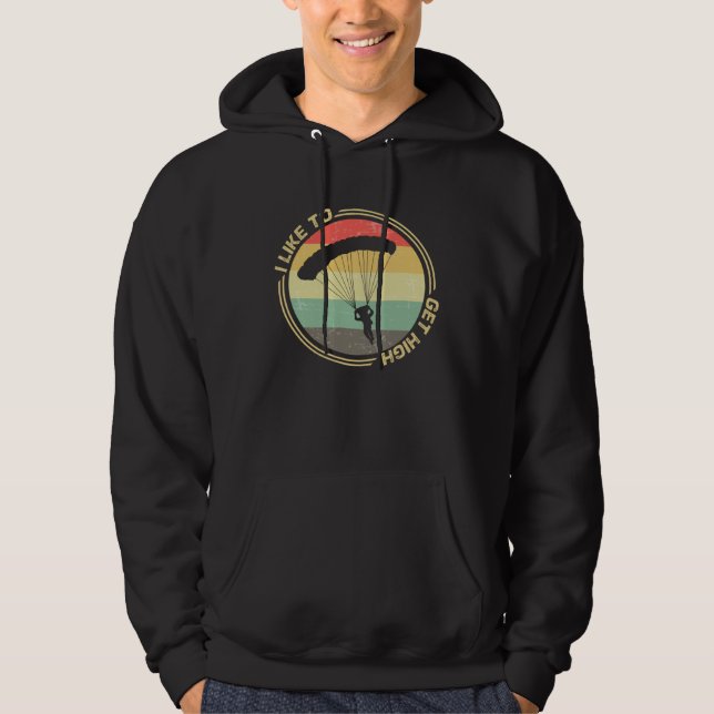 I Like To Get High Skydiver Parachute Hoodie (Framsida)