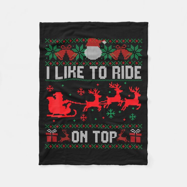 I Like To Ride On Top Christmas Couple Unhinge Paj Fleecefilt (Framsidan)