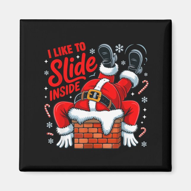 I Like To Slide Inside Funny Santa Couple Matching Magnet (Framsidan)