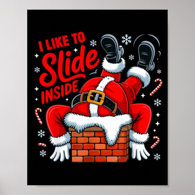 I Like To Slide Inside Funny Santa Couple Matching Poster (Framsidan)