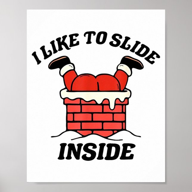 I Like To Slide Inside Funny Santa Couple Matching Poster (Framsidan)