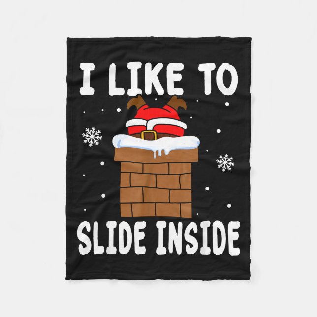 I Like To Slide Inside Funny Xmas Couple  Fleecefilt (Framsidan)