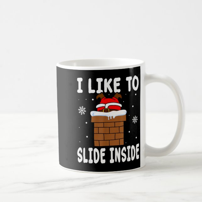 I Like To Slide Inside Funny Xmas Couple  Kaffemugg (Höger)