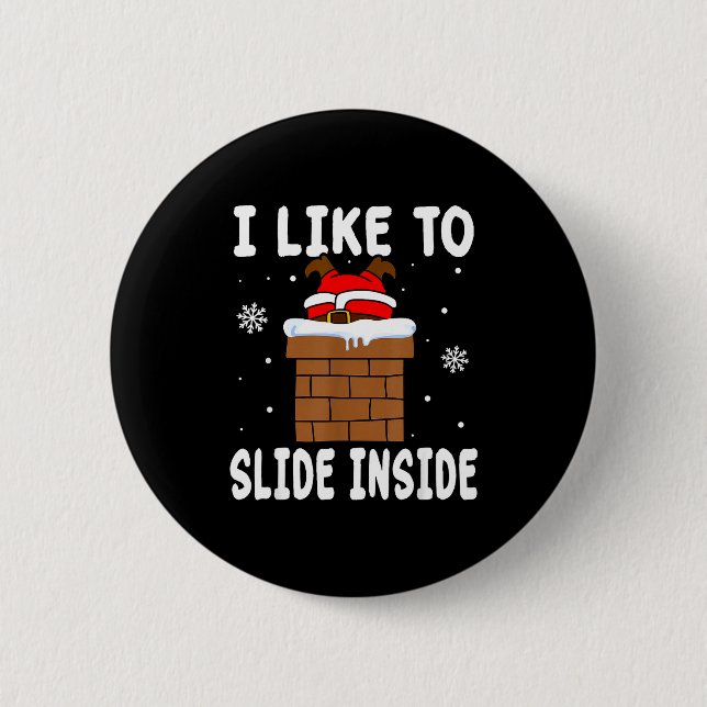 I Like To Slide Inside Funny Xmas Couple  Knapp (Framsida)