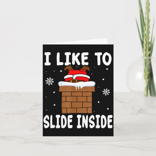 I Like To Slide Inside Funny Xmas Couple  Kort (Framsida)