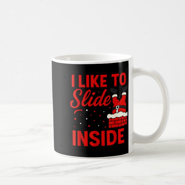 I Like To Slide Inside Funny Xmas Couple Matching  Kaffemugg (Höger)