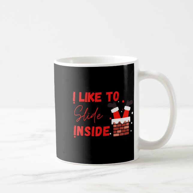 I Like To Slide Inside Funny Xmas Couple Matching  Kaffemugg (Höger)