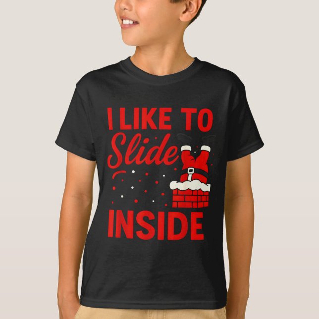 I Like To Slide Inside Funny Xmas Couple Matching  T Shirt (Framsida)