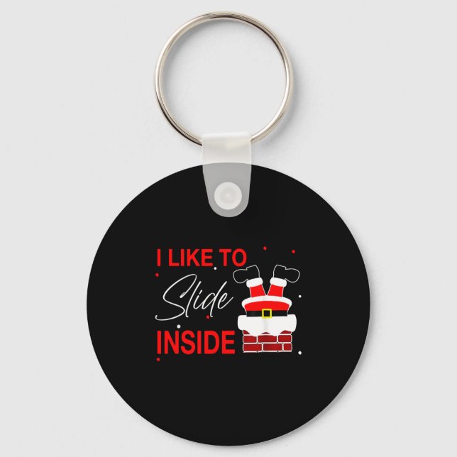 I Like To Slide Inside Funny Xmas Couple Unhinge P Nyckelring (Framsida)