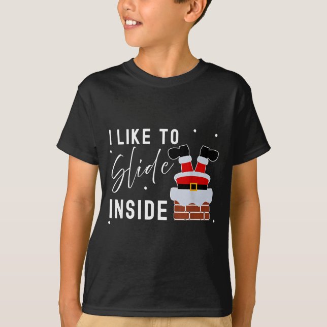 I Like To Slide Inside Funny Xmas Couple Unhinge P T Shirt (Framsida)