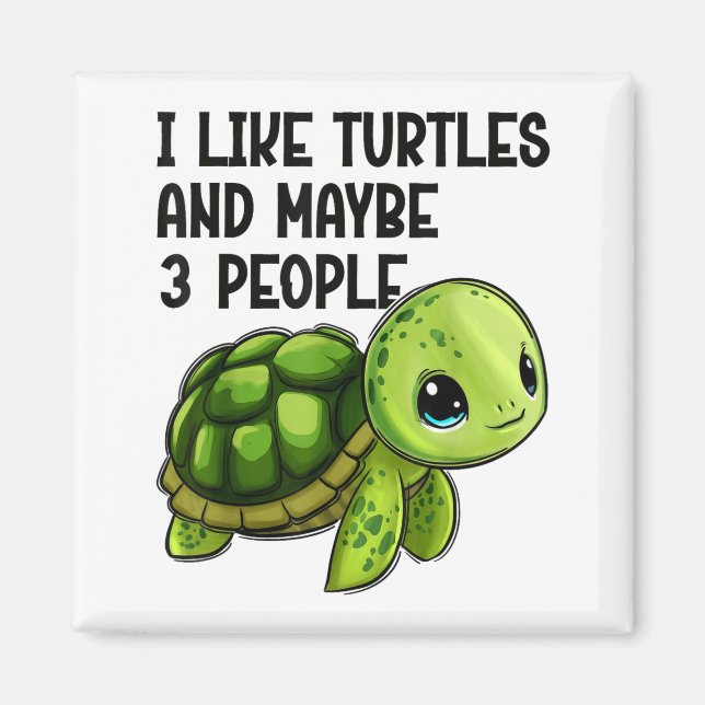 I Like Turtles And Maybe Three People Funny Retro  Magnet (Framsidan)