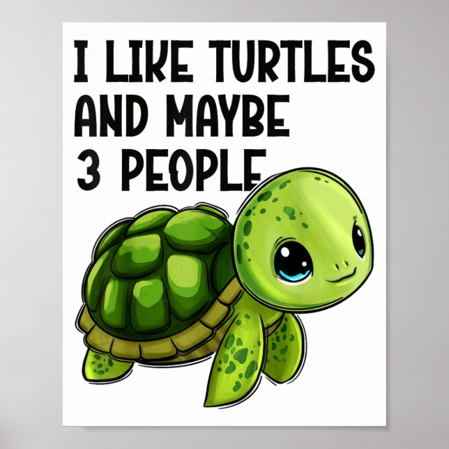 I Like Turtles And Maybe Three People Funny Retro  Poster (Framsidan)