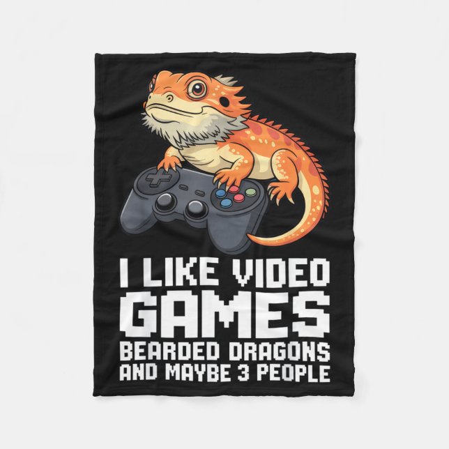 I Like Video Games Bearded Dragon Gamer Introvert  Fleecefilt (Framsidan)