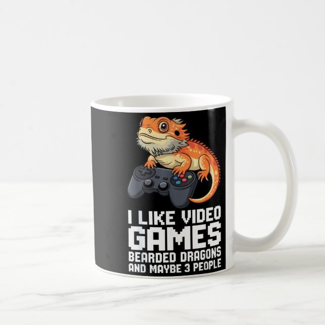 I Like Video Games Bearded Dragon Gamer Introvert  Kaffemugg (Höger)