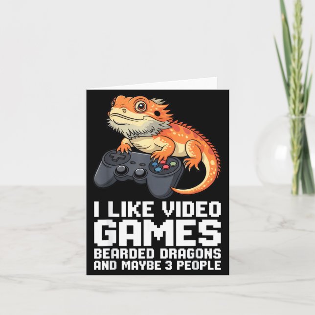 I Like Video Games Bearded Dragon Gamer Introvert  Kort (Framsida)