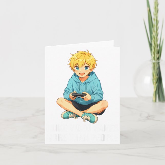 I Like Video Games More Than People Funny Gamer An Kort (Framsida)