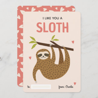 I like you a sloth classroom valentine's day card julkort