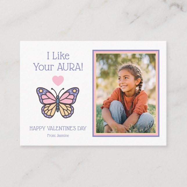 I Like Your AURA Kids Classroom Photo Valentine's Anteckningskort (Framsida)