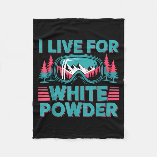 I Live For White Wder Ski Goggles Snowboard Art  Fleecefilt (Framsidan)
