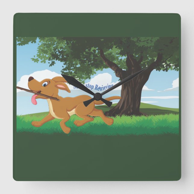 I Live to retrieve Fyrkantig Klocka (Framsida)