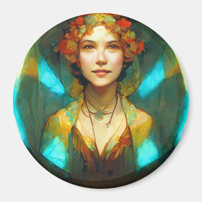 I Ljuset Art nouveau Fantasy Magnet (Framsidan)
