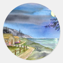 I ljuset av silvret måne runt klistermärke