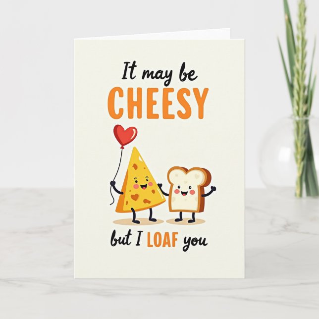 I Loaf You Cheesy Pun Card Kort (Framsida)