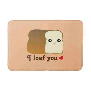 I Loaf You Kawaii Bread Funny Tecknad Food Pun Badrumsmatta