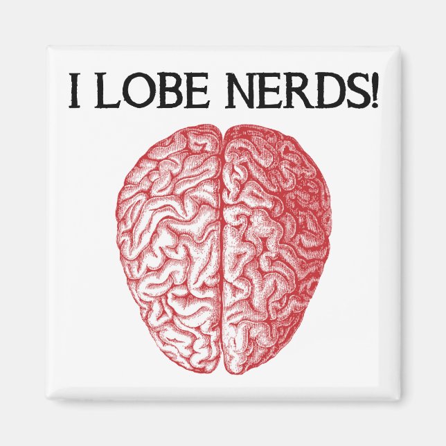 I Lobe Nerds Kärlek Funny Fridge Magnet (Framsidan)