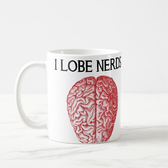 I Lobe Nerds Kärlek Funny Mug eller Resemugg Kaffemugg (Vänster)