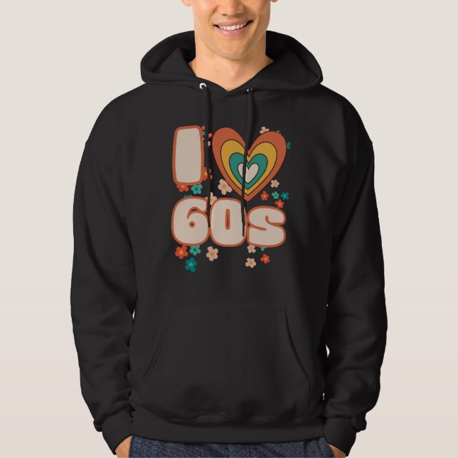 I LOVE 60s groovy retro Hoodie (Framsida)