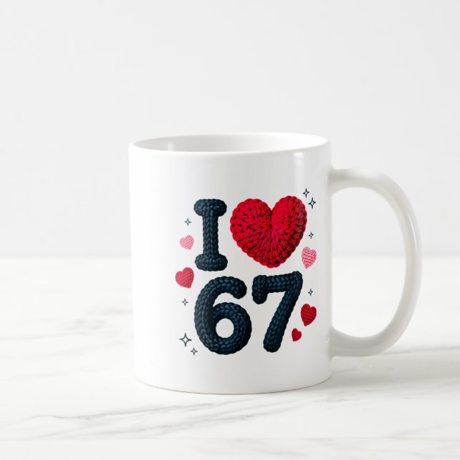 I Love 67 Cute Cozy 67 Knitted Yarn Pattern 67 Mem Kaffemugg (Höger)