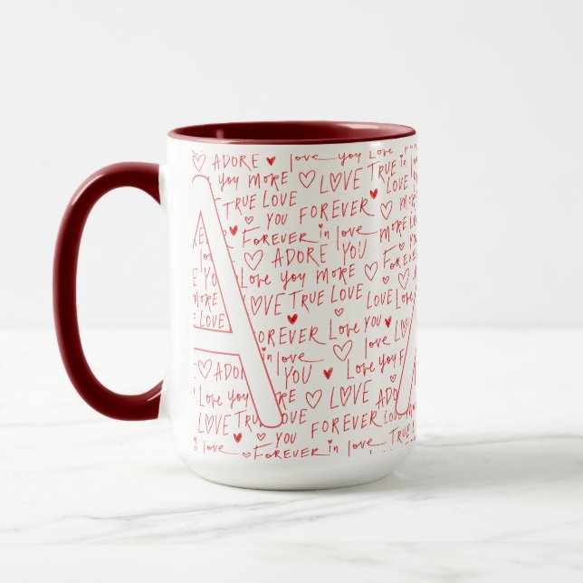 I Love A You — Personalized Initial “A” Romantic D Mugg (Vänster)