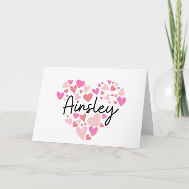 I love Ainsley - hearts for Ainsley Anteckningskort (Framsida)