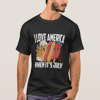 I Love America 4th Of July Hotdog Patriotic T Shirt