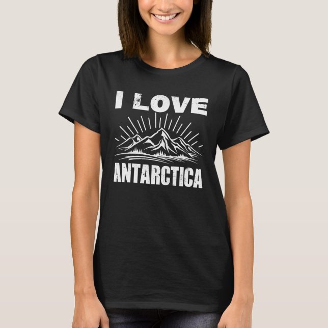 I Love Antarctica Iceberg Explorers T Shirt (Framsida)