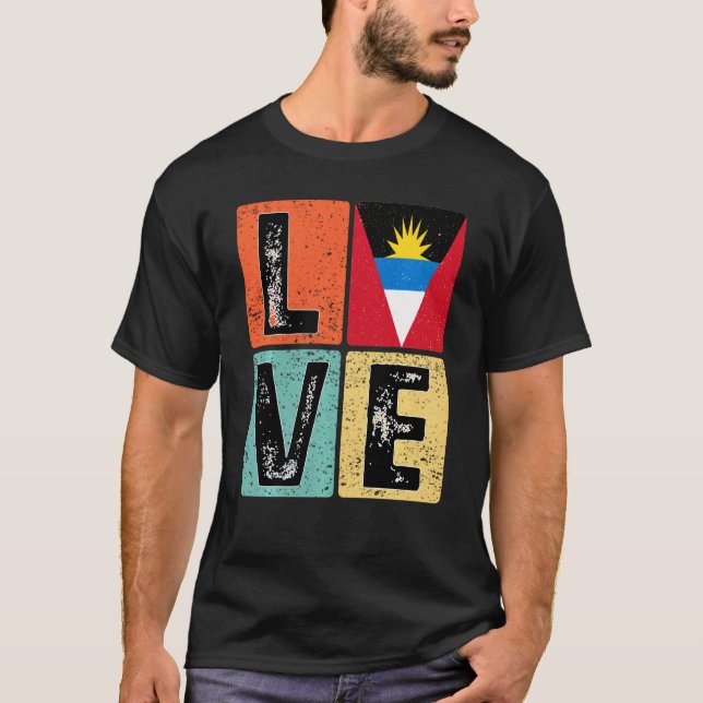 I Love Antigua And Barbuda Flag For Antiguan Barbu T Shirt (Framsida)